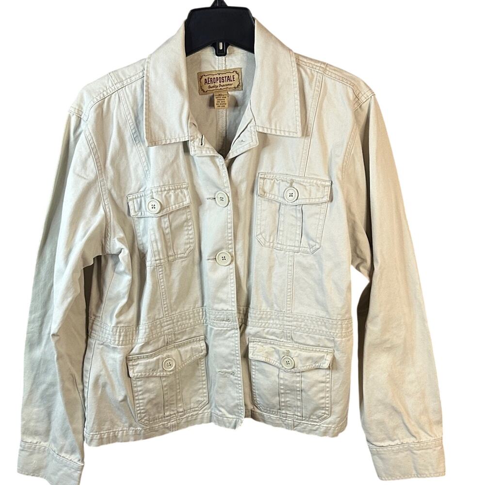 Aeropostale Women's light Beige Utility Jacket 4 pocket XL